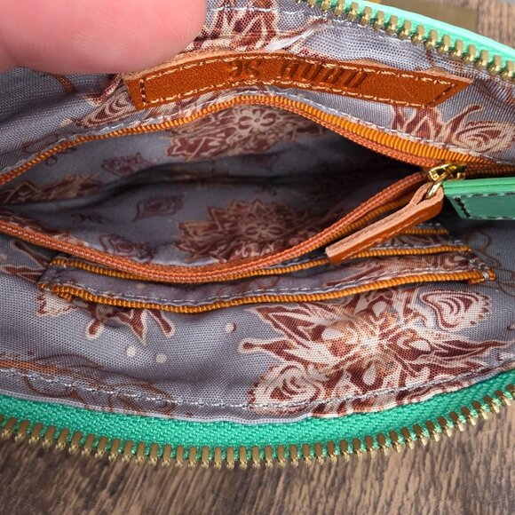 HOBO Amble Crossbody Bag Mint Green Leather Small Multi Pocket Magnetic Zip Boho - Picture 11 of 15
